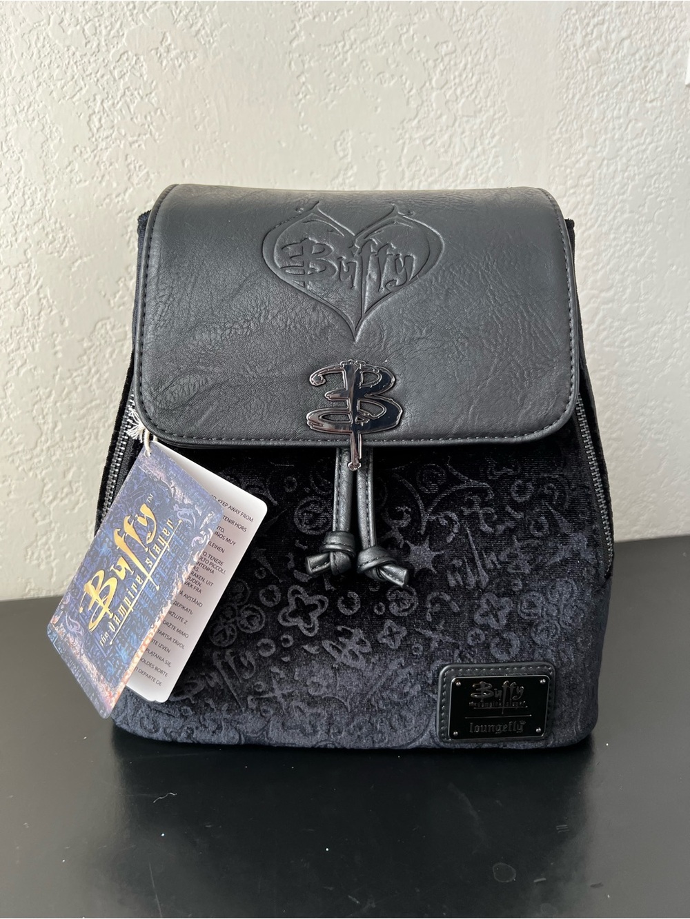 Loungefly Buffy the Vampire Slayer Velvet All-Over Print Drawstring Backpack NWT